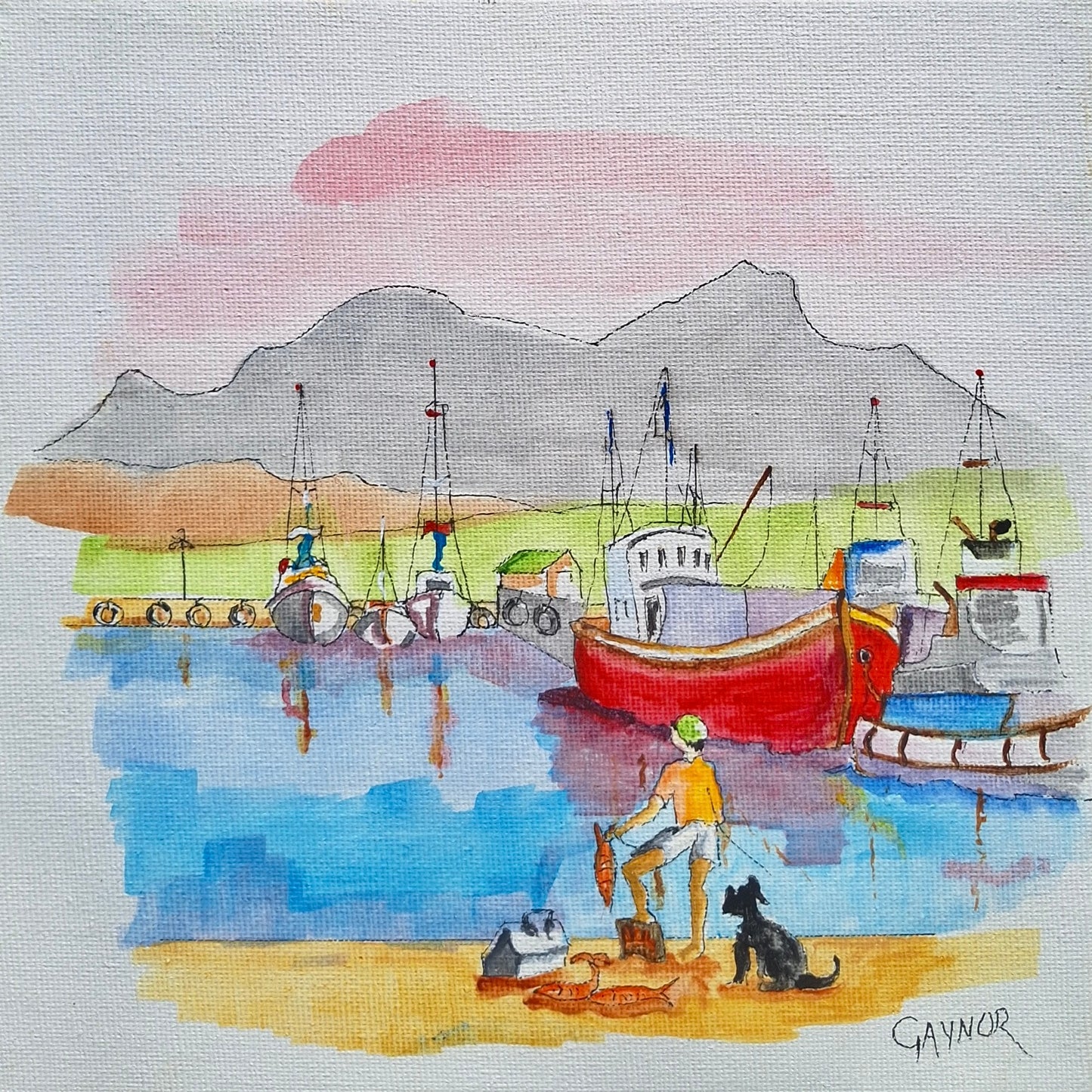 Gaynor - Acrylic & Ink on Canvas Panel 200mm x 200mm