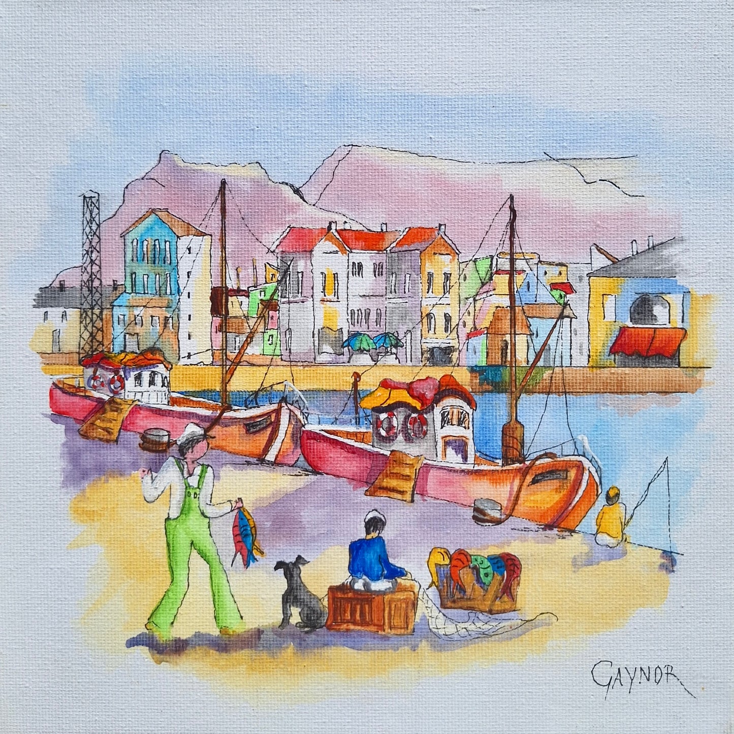 Gaynor - Acrylic & Ink on Canvas Panel 200mm x 200mm