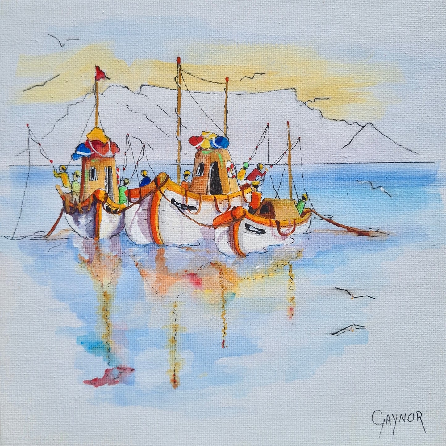 Gaynor - Acrylic & Ink on Canvas Panel 200mm x 200mm