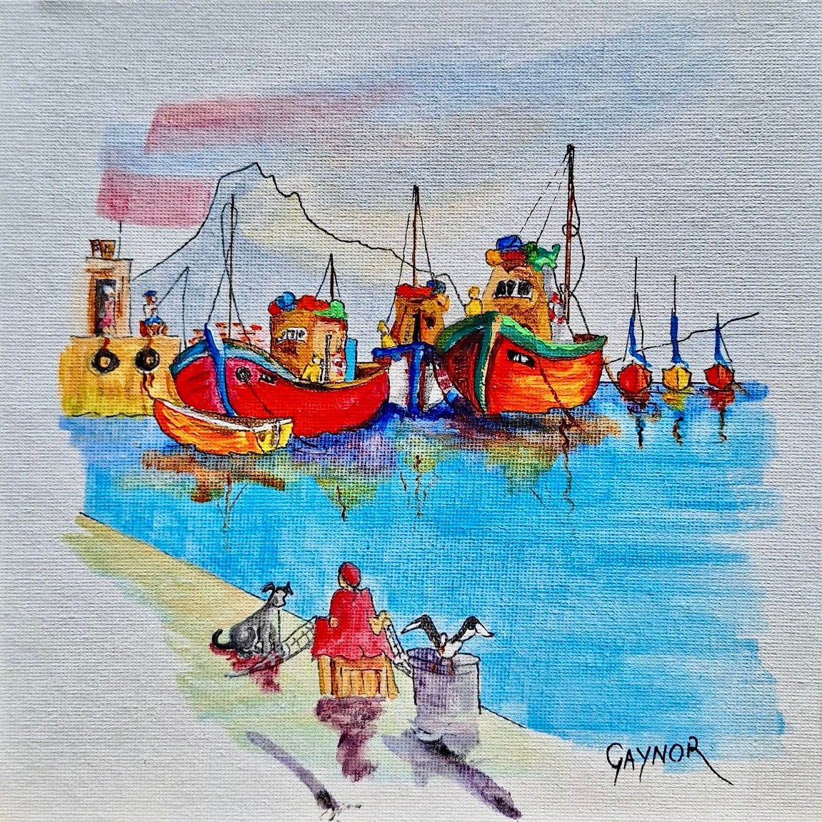 Gaynor - Acrylic & Ink on Canvas Panel 200mm x 200mm