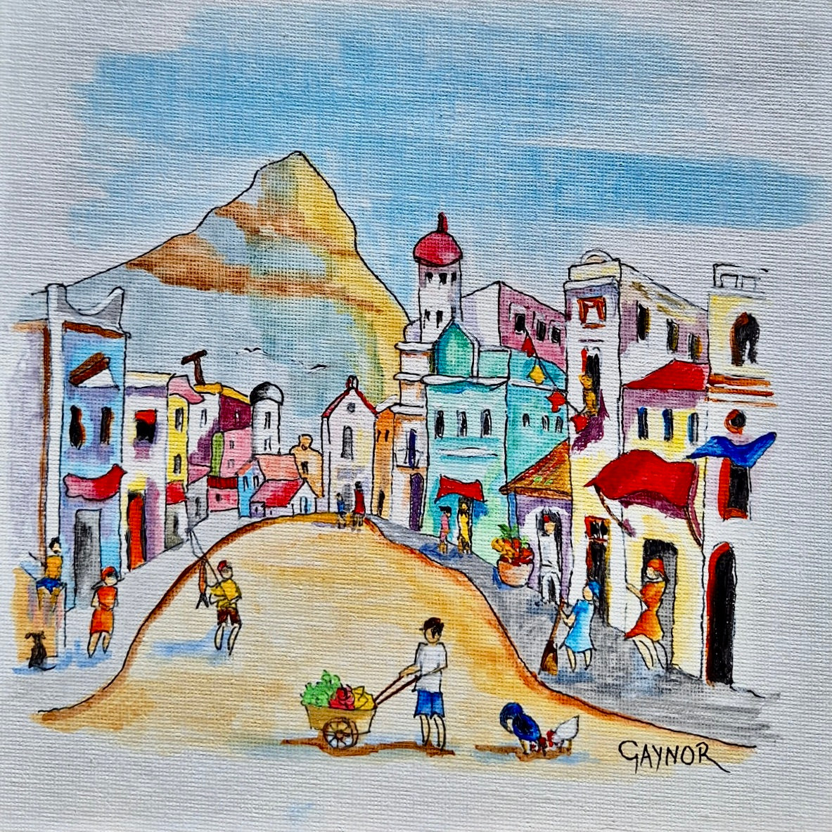 Gaynor - Acrylic & Ink on Canvas Panel 200mm x 200mm