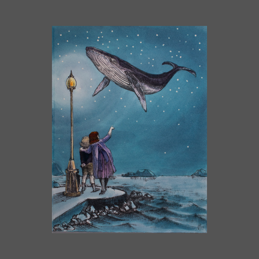Niki McQueen - "Whale Gazing" Mixed Media on Archival Paper
