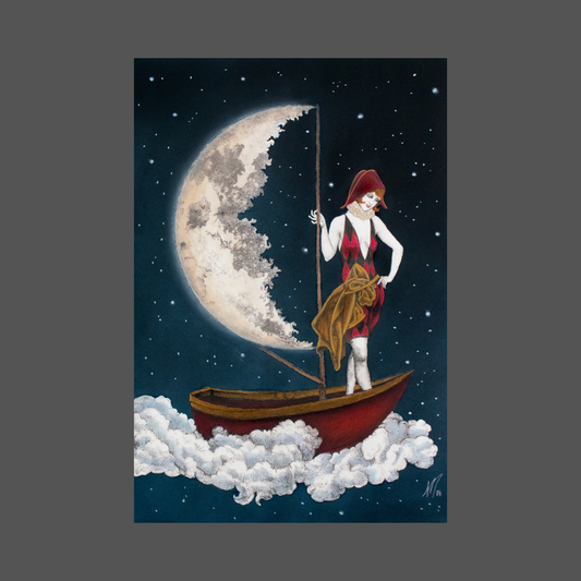 Niki McQueen - "Travels by Moonlight" Mixed Media on Archival Paper