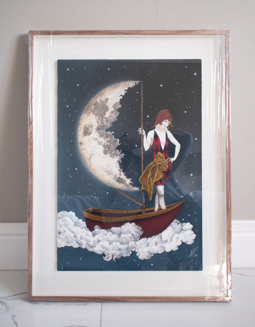 Niki McQueen - "Travels by Moonlight" Mixed Media on Archival Paper