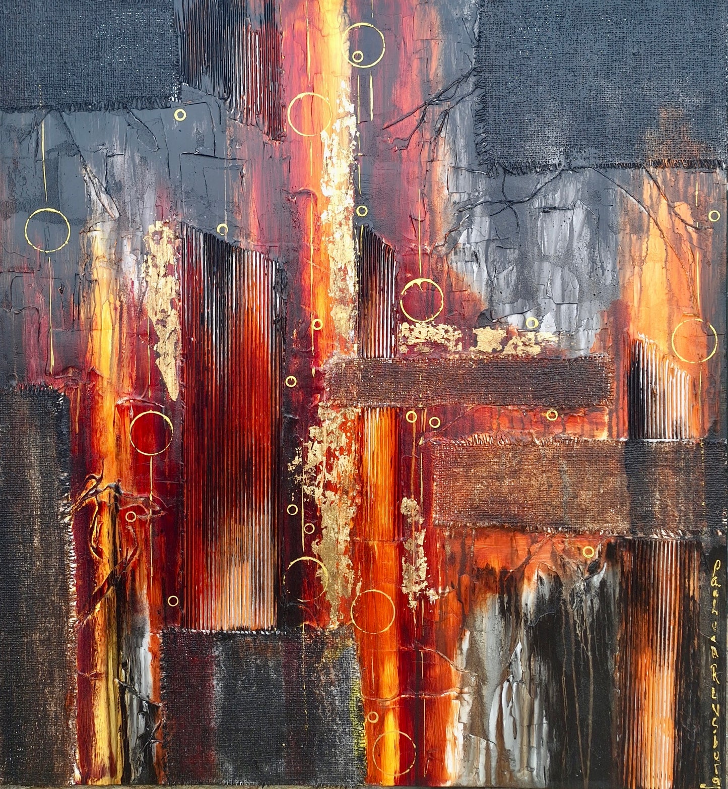 Paul van Rensburg - Acrylic & Goldl Leaf on Stretched