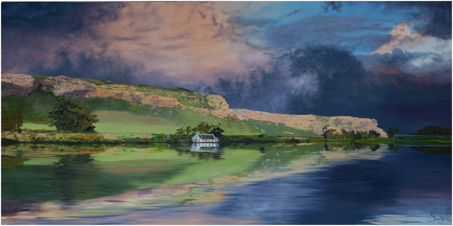 Santjie "Vlei huisie of Yesteryear" Oil on Stretched Canvas