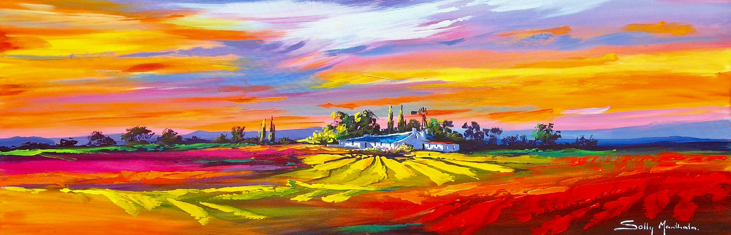 Solly Manthata - Oil & Acrylic on Canvas (1500mm x 500mm)