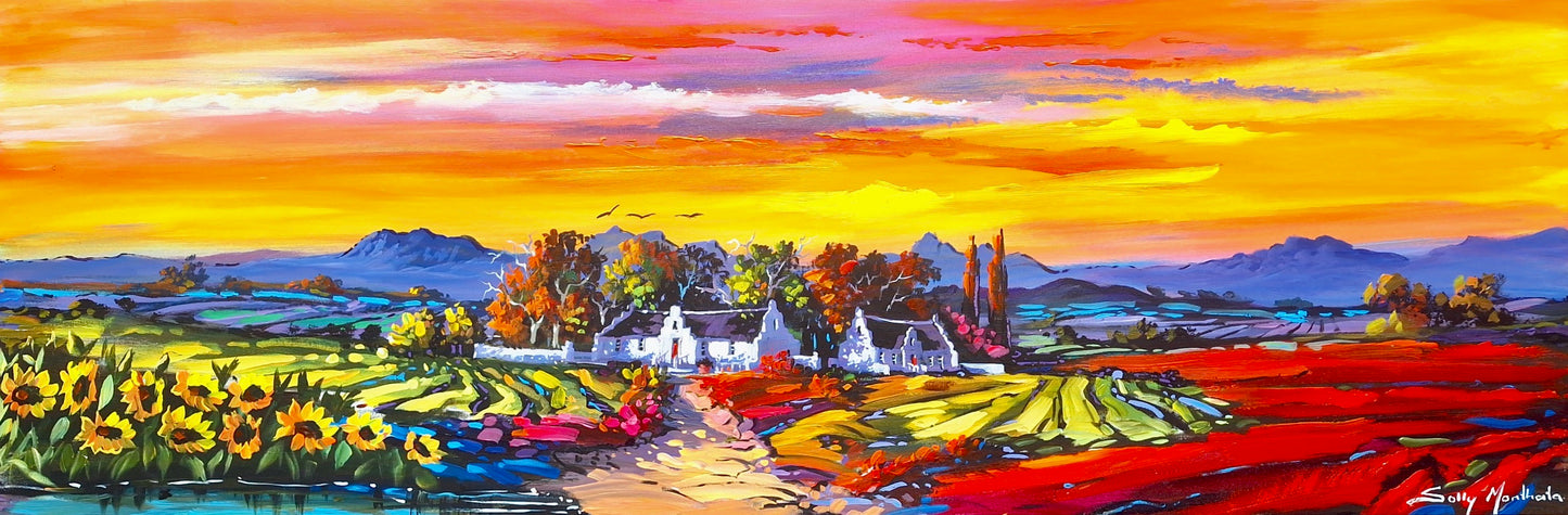 Solly Manthata - Oil & Acrylic on Canvas (1500mm x 500mm)