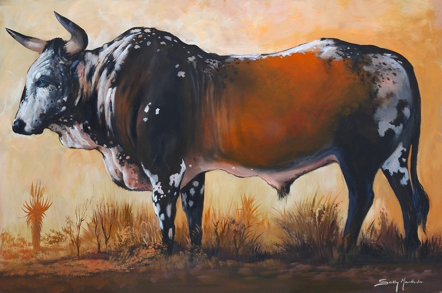 Solly Manthata - Oil & Acrylic on Panel