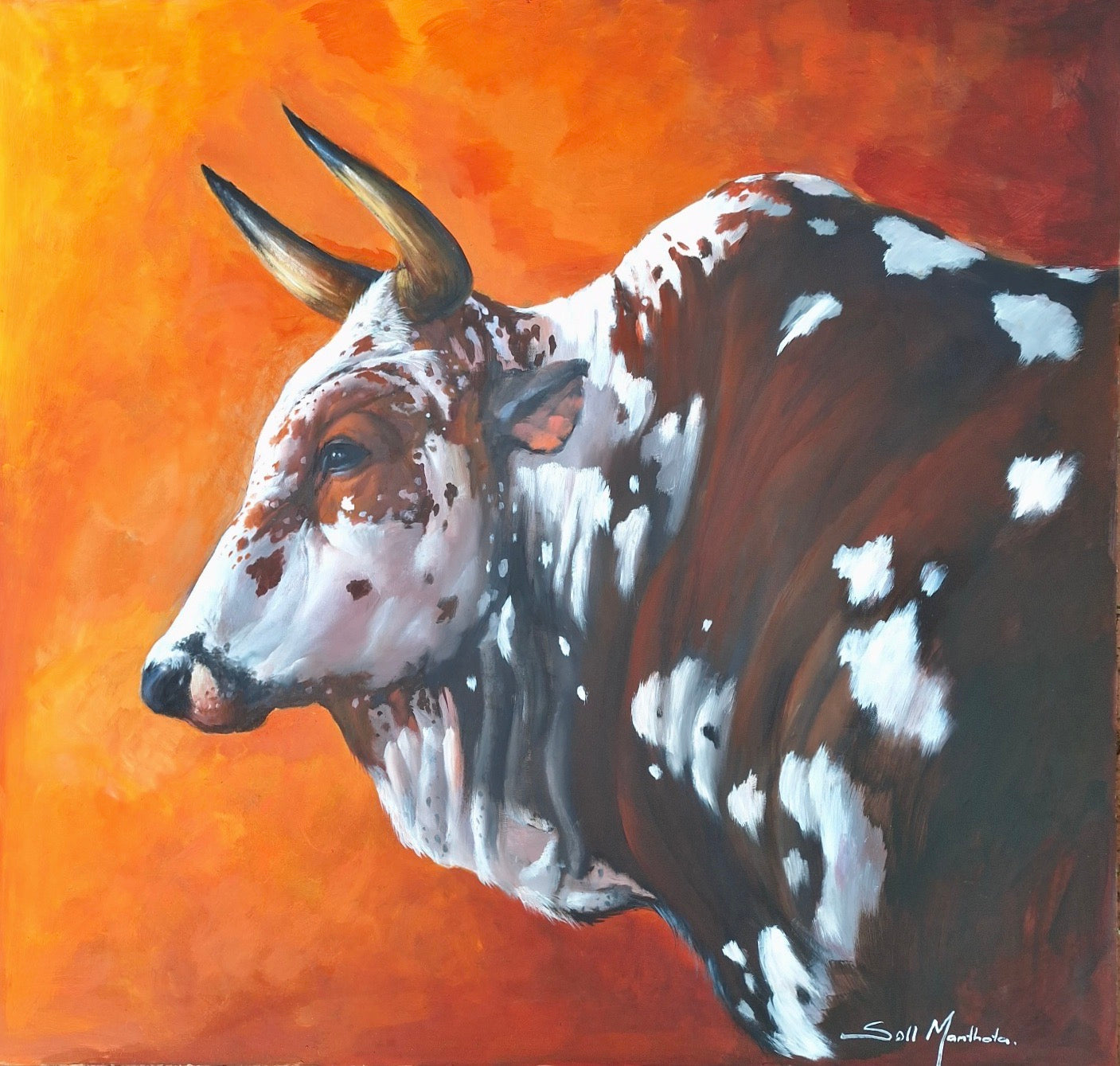 Solly Manthata - Oil & Acrylic on Panel