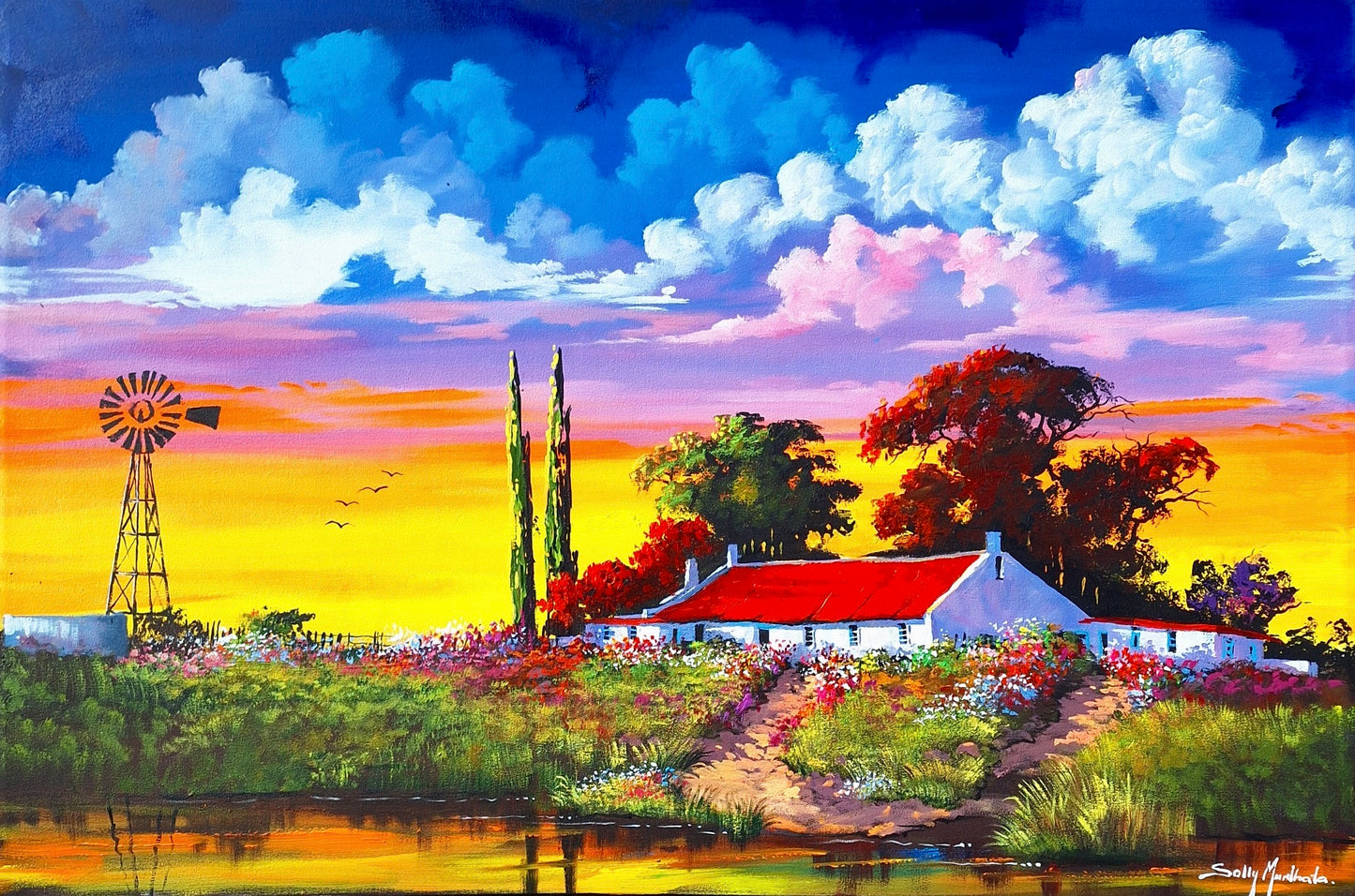 Solly Manthata - Oil & Acrylic on Stretched Canvas