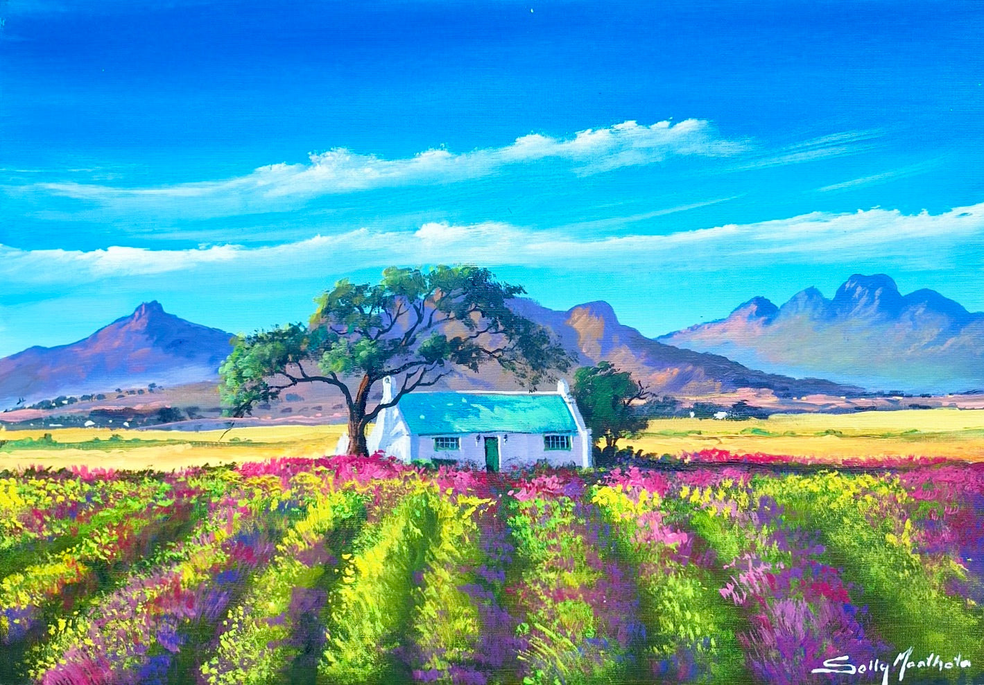 Solly Manthata - Oil & Acrylic on Stretched Canvas (400mm x 300mm)