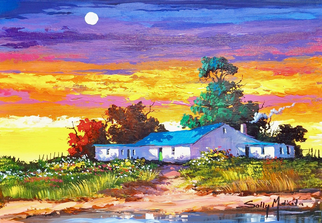 Solly Manthata - Oil & Acrylic on Stretched Canvas (400mm x 300mm)