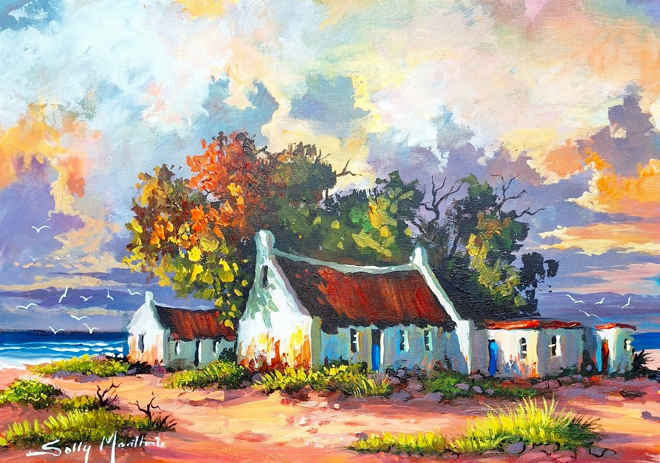 Solly Manthata - Oil & Acrylic on Stretched Canvas (400mm x 300mm)