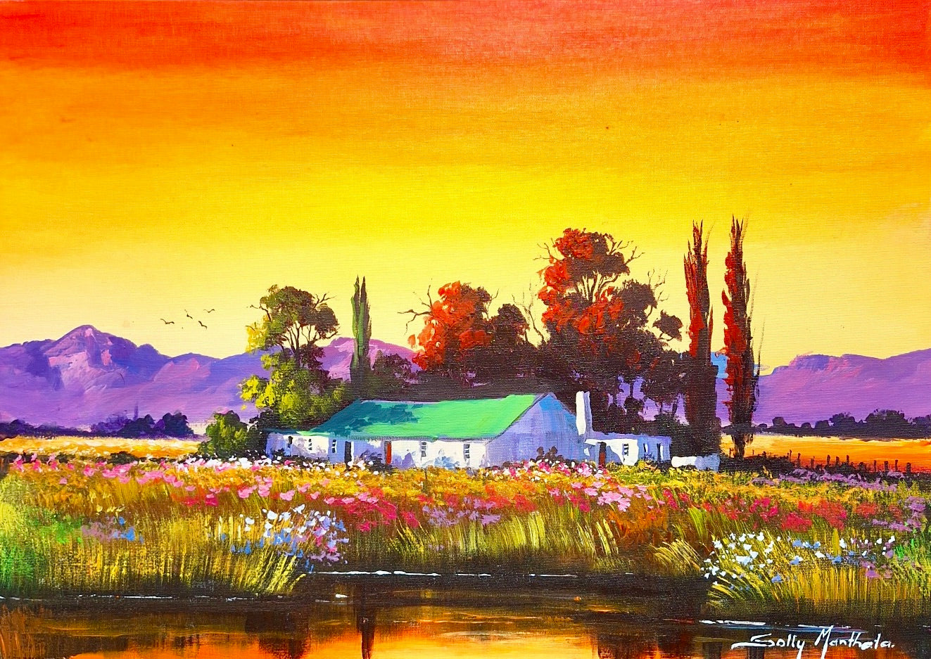 Solly Manthata - Oil & Acrylic on Stretched Canvas (400mm x 300mm)