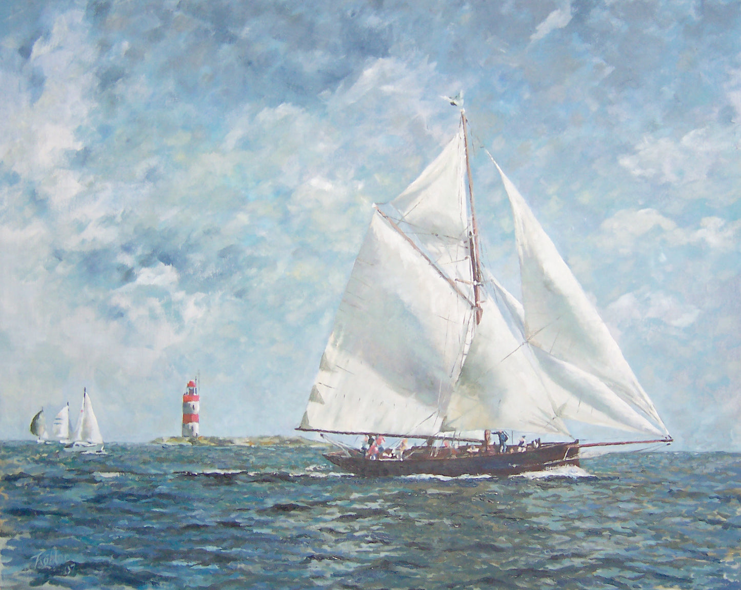 Thomas Kohler Oil on Stretched Canvas "2007 Rounding Lighthouse"