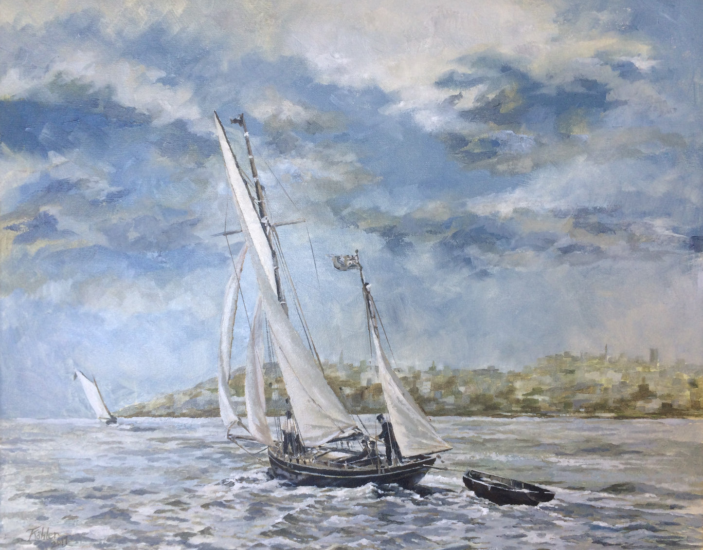 Thomas Kohler Oil on Stretched Canvas "2017 Sydney Harbour"