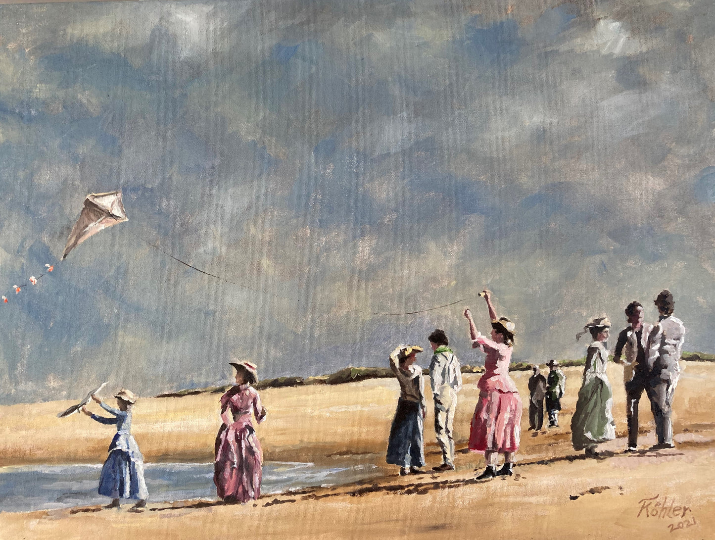 Thomas Kohler Oil on Stretched Canvas "2021 Flying Kites"