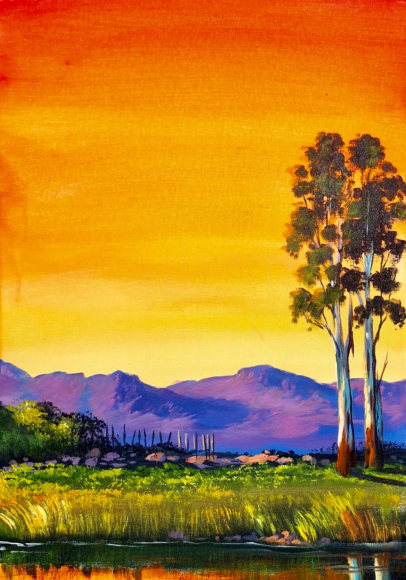 Solly Manthata - Triptych (3 in 1 ) Oil & Acrylic on Stretched Canvas (400mm x 300mm each)