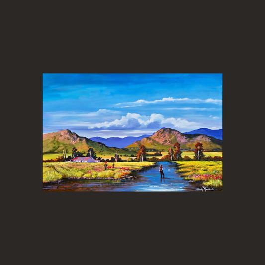 Print on Canvas - The Fly Fisherman by Solly Manthata