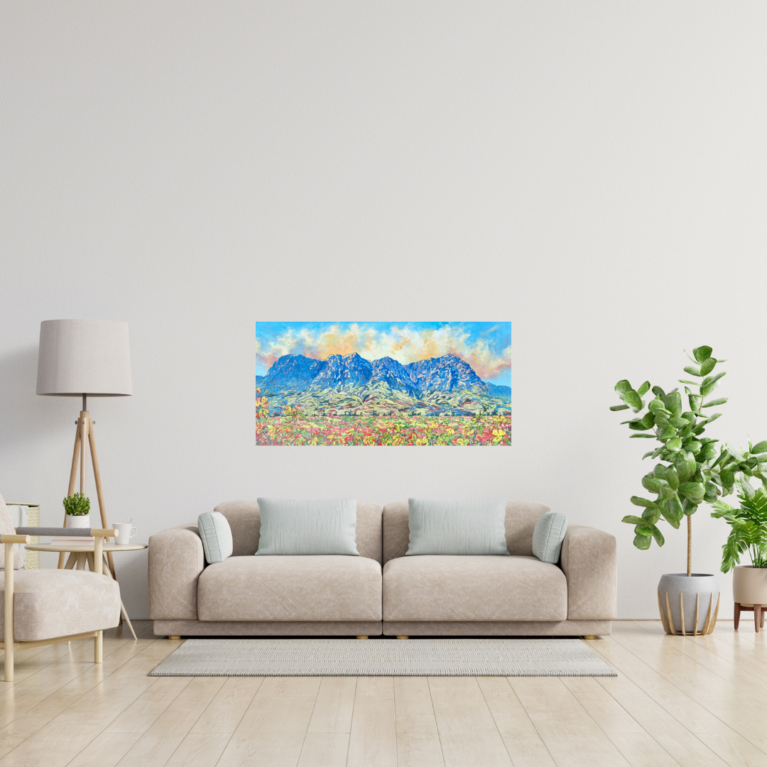 Frances Wedepohl - Groot Drakenstein from Hillcrest (1000mm x 500mm)