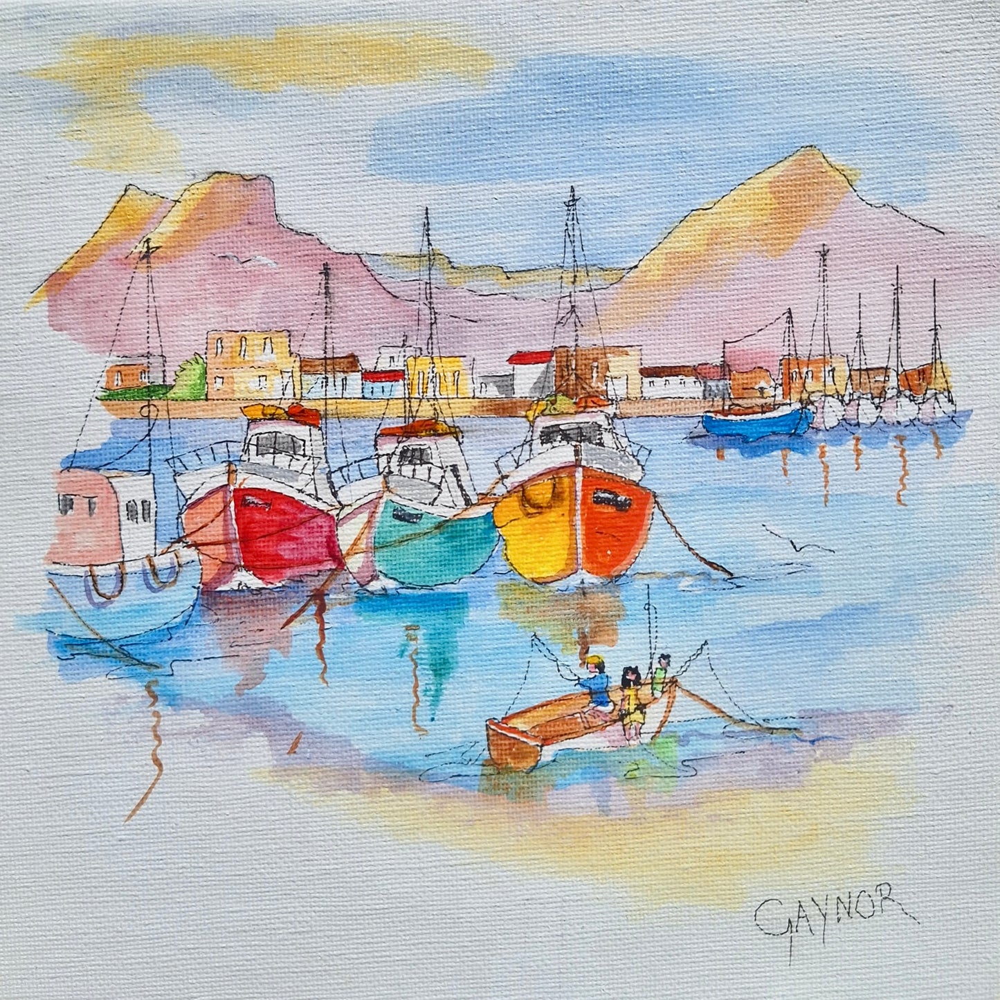 Gaynor - Acrylic & Ink on Canvas Panel 200mm x 200mm