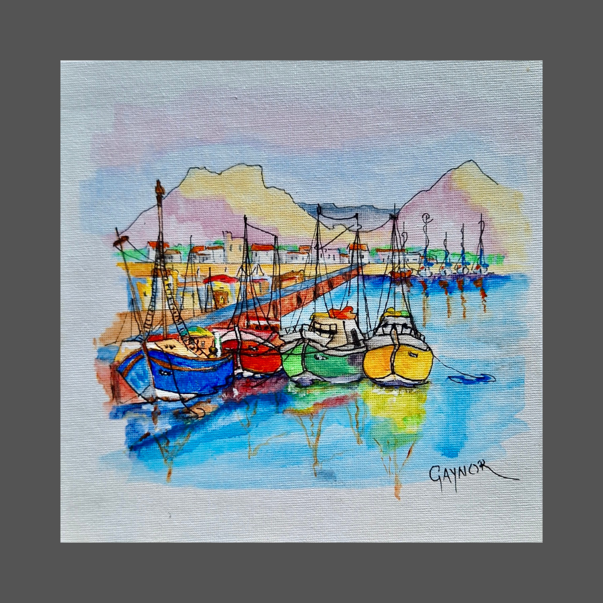 Gaynor - Acrylic & Ink on Canvas Panel 200mm x 200mm