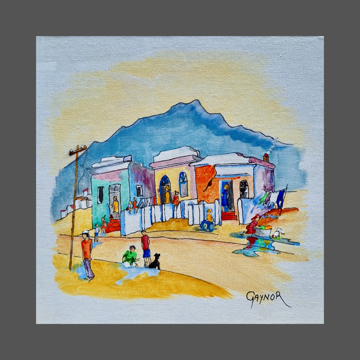 Gaynor - Acrylic & Ink on Canvas Panel 200mm x 200mm
