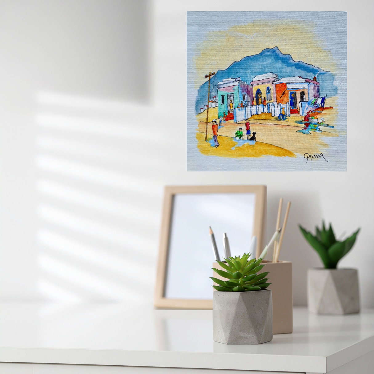 Gaynor - Acrylic & Ink on Canvas Panel 200mm x 200mm