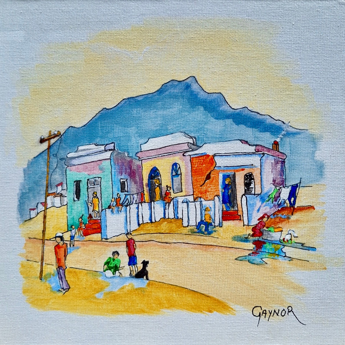 Gaynor - Acrylic & Ink on Canvas Panel 200mm x 200mm