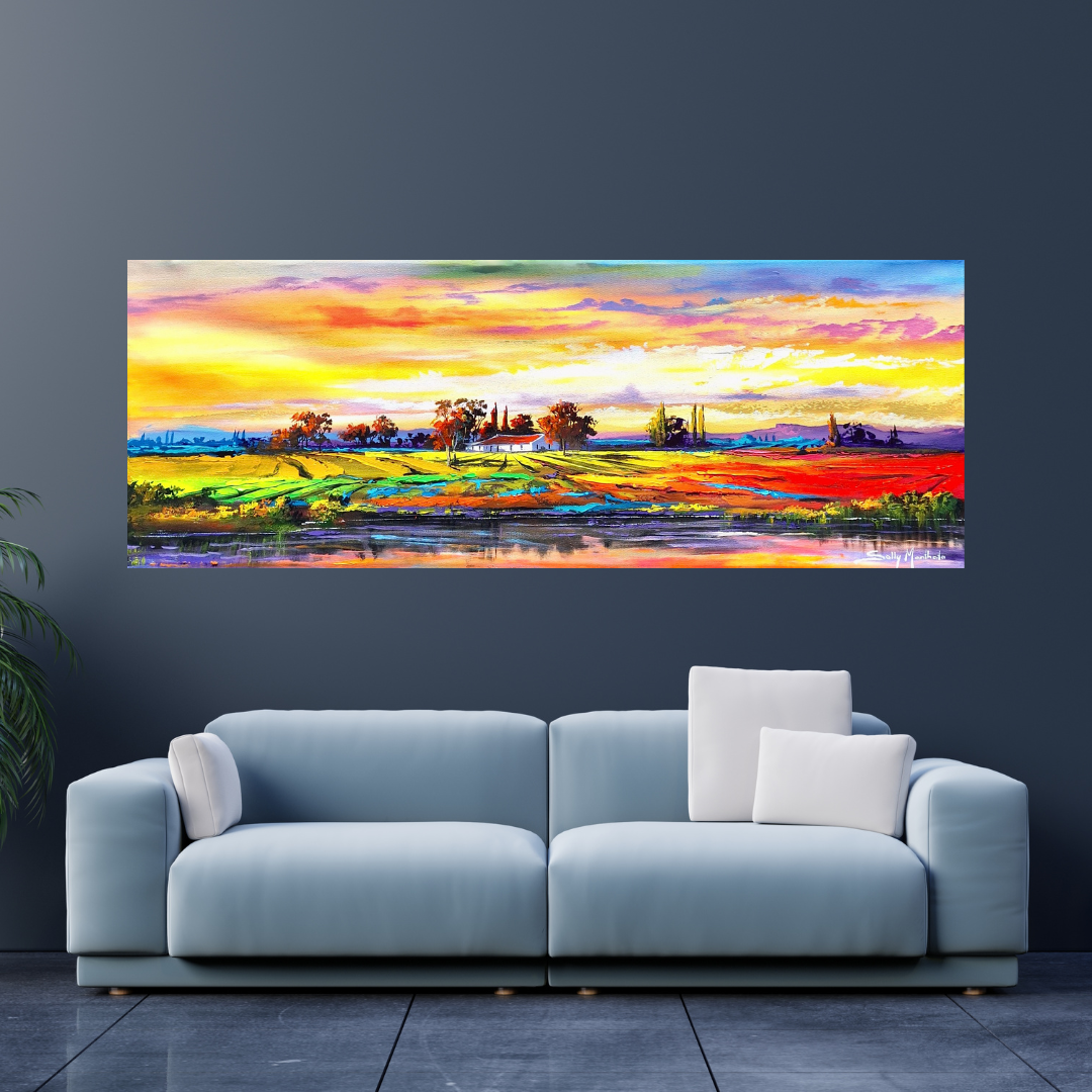 Solly Manthata - Oil & Acrylic on Stretched Canvas (1600mm x 600mm)
