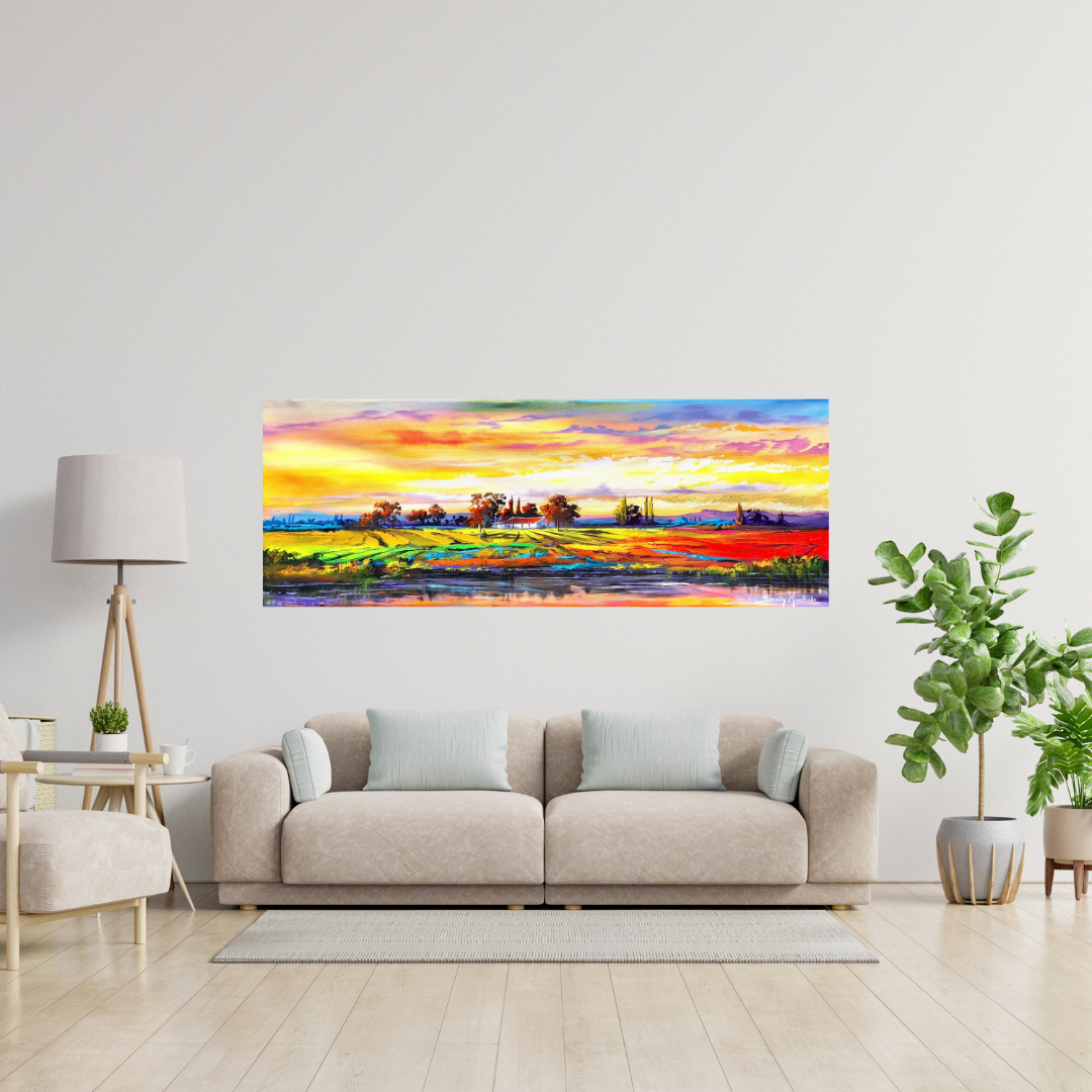 Solly Manthata - Oil & Acrylic on Stretched Canvas (1600mm x 600mm)