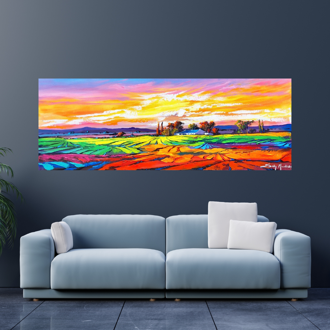 Solly Manthata - Oil & Acrylic on Stretched Canvas (1600mm x 600mm)