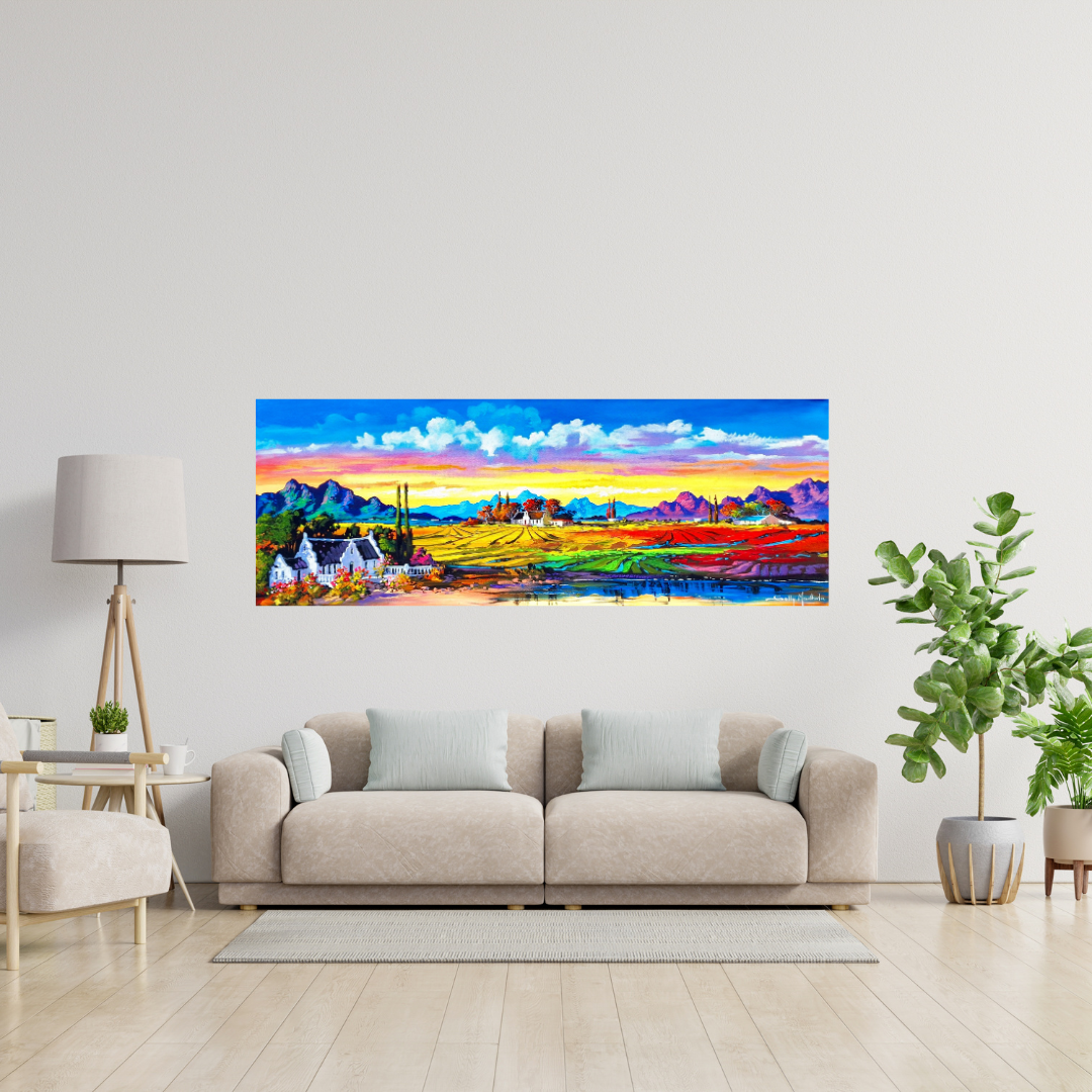 Solly Manthata - Oil & Acrylic on Stretched Canvas (1600mm x 600mm)